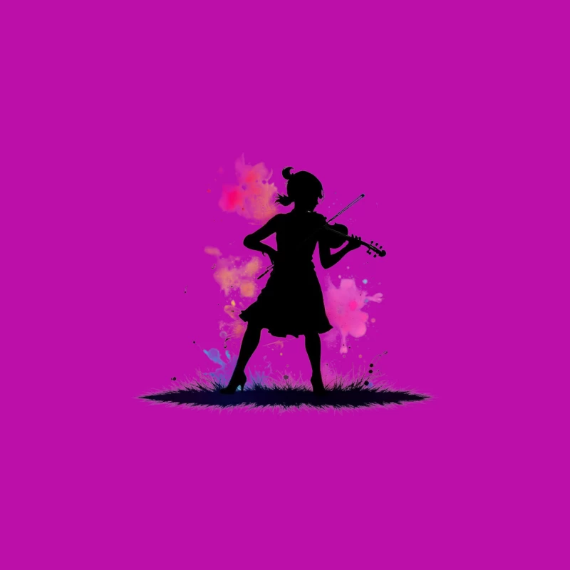 Colorful Silhouette of a Girl Playing Violin Travel Mug