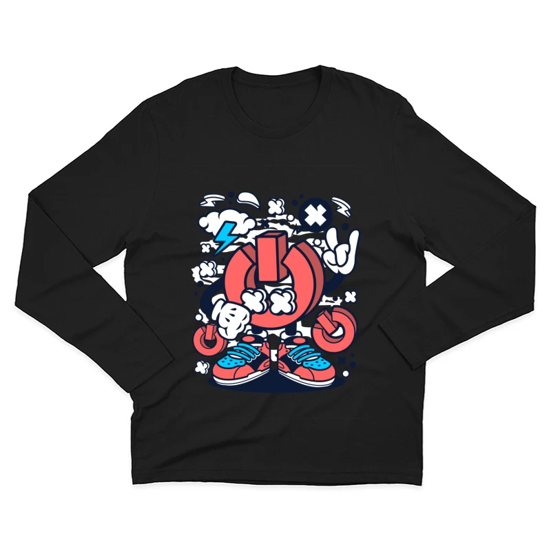 Dessin Énergique de Symbole Rock et Chaos Homme Manches Longues T-Shirt