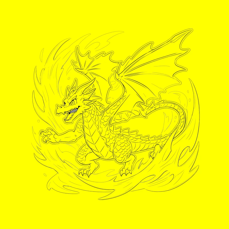 Fiery Dragon Illustration Mouse Pad