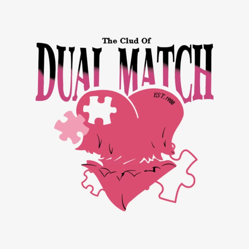 Doppelmatch-Logo mit Herzpuzzlestücken Herren Pullover Sweatshirt