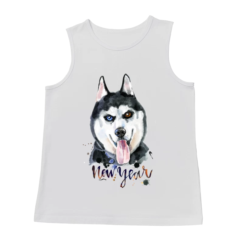 Illustration de chien Husky pour le Nouvel An Homme Débardeur