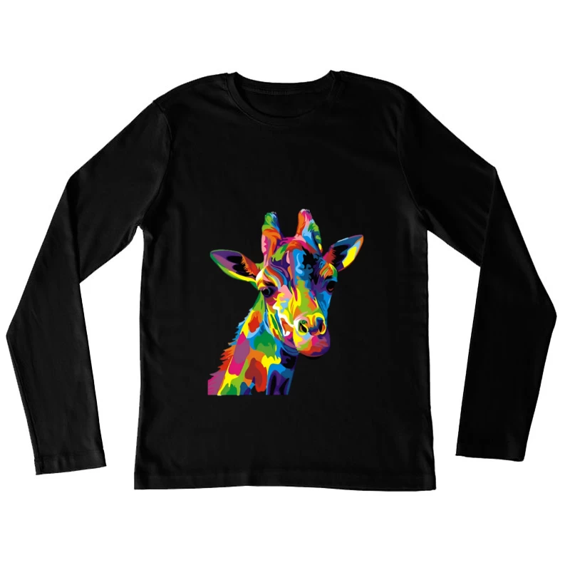 Buntes Giraffen-Porträt Damen Langarm T-Shirt
