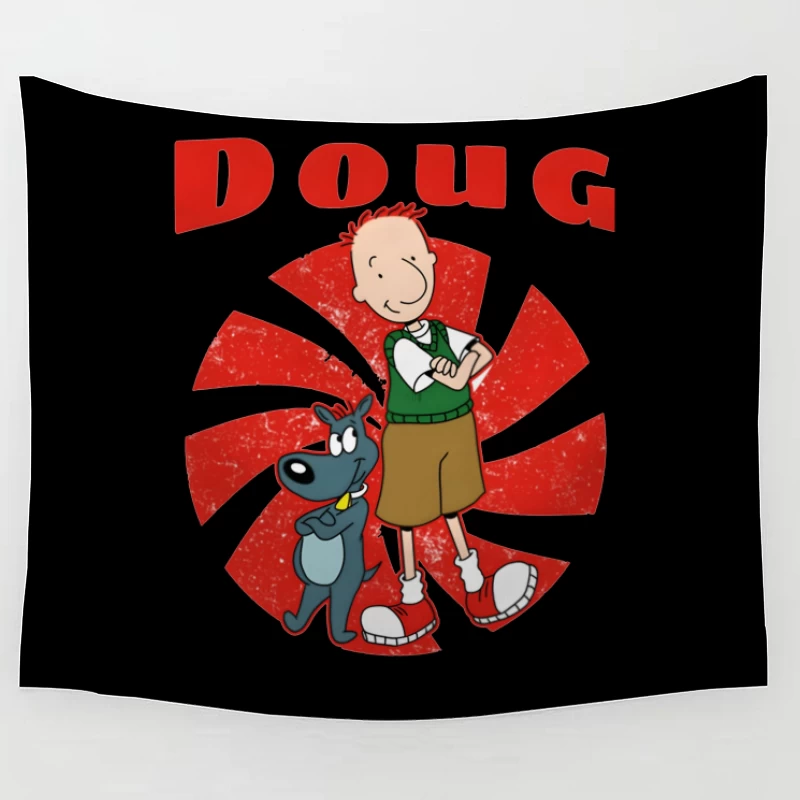 Doug and Porkchop: Classic Nickelodeon Cartoon Characters Tapestry