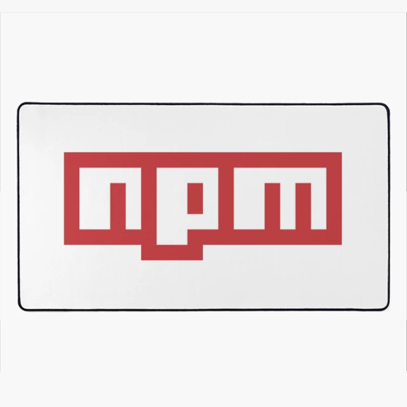 NPM (Node Package Manager) Logo in Red and White Desk Mat