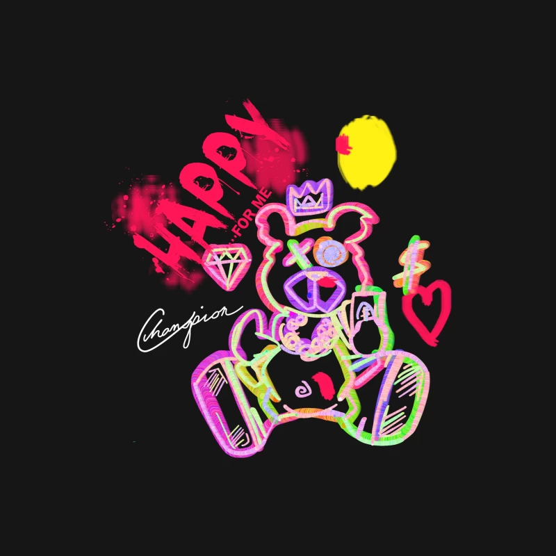 Neonbär mit Krone und Diamant Herren Langarm T-Shirt