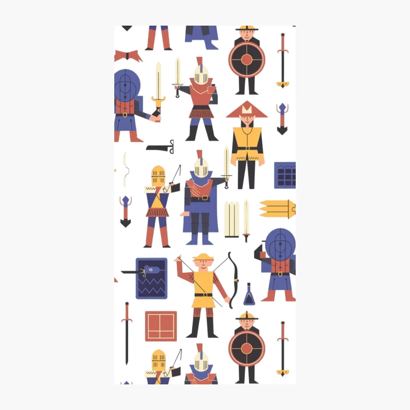 Colorful Medieval Warrior Pattern with Geometric Shapes iPhone Case