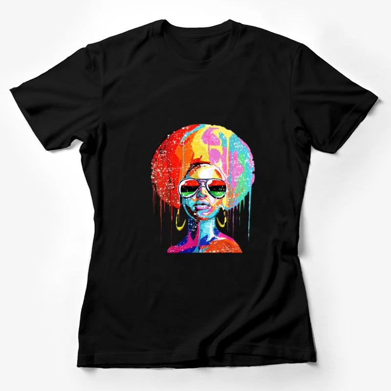 Bunte Afro-Kunst mit Sonnenbrille Damen T-Shirt
