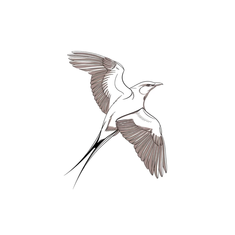 Graceful Flying Seabird Sketch Illustration Tapestry