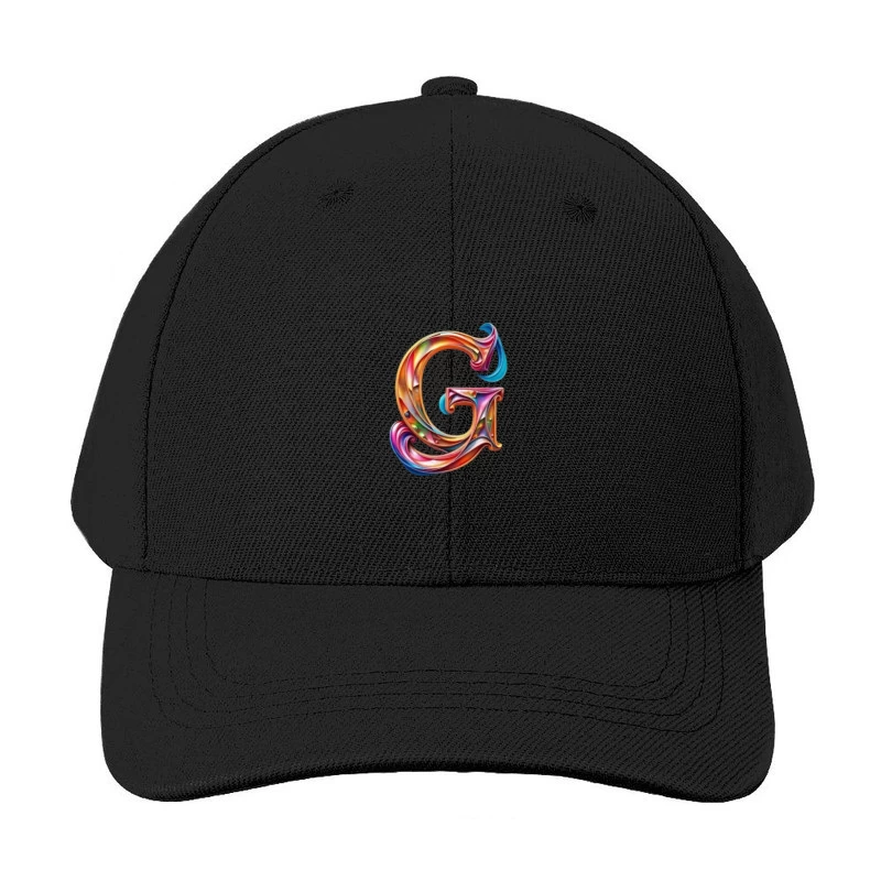 Colorful 3D Typography: Decorative Letter G with Swirling Gradient Pattern Baseball Cap