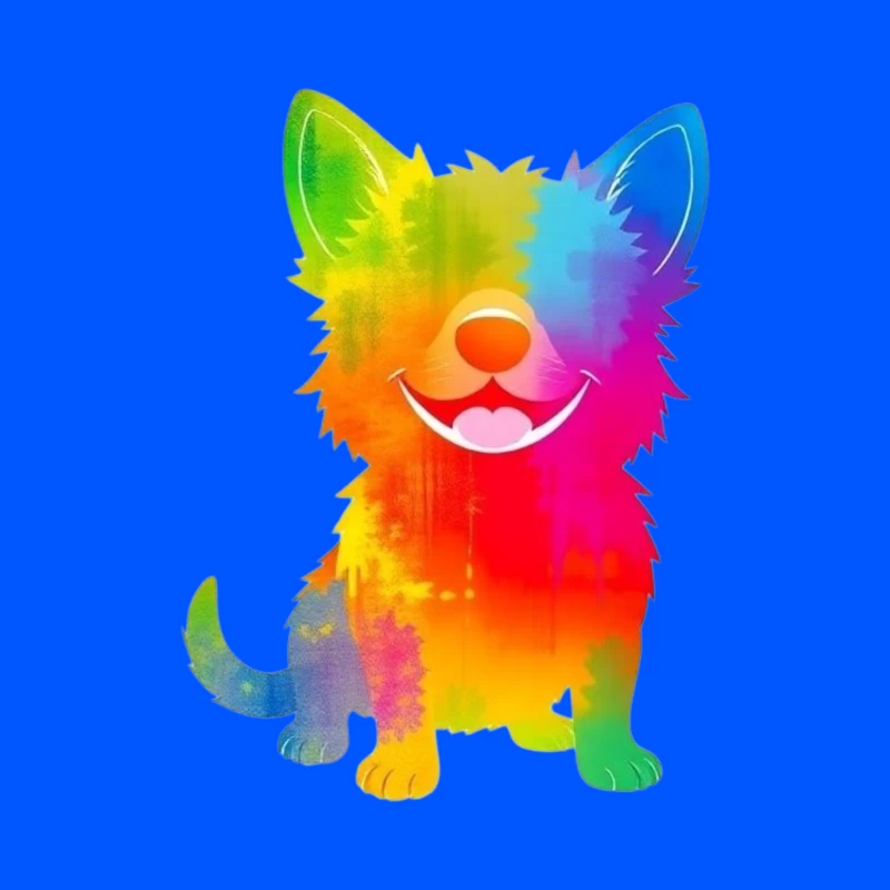 Colorful Cartoon Dog Illustration Throw Pillow