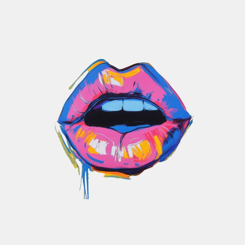 Vibrant Pop Art Lips: A Colorful Abstract Modern Artwork Male Tank Top