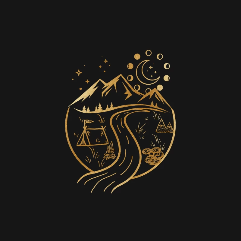 Berglandschaft bei Nacht mit Zelt und Fluss Herren T-Shirt