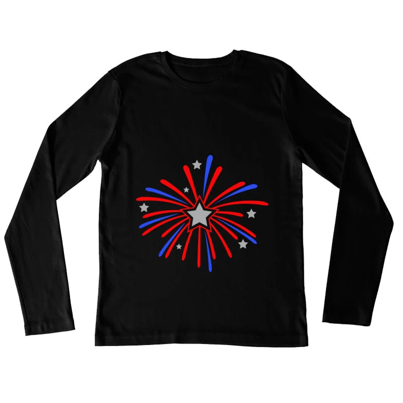 Fête nationale avec feux d'artifice en étoile Femme Manches Longues T-Shirt
