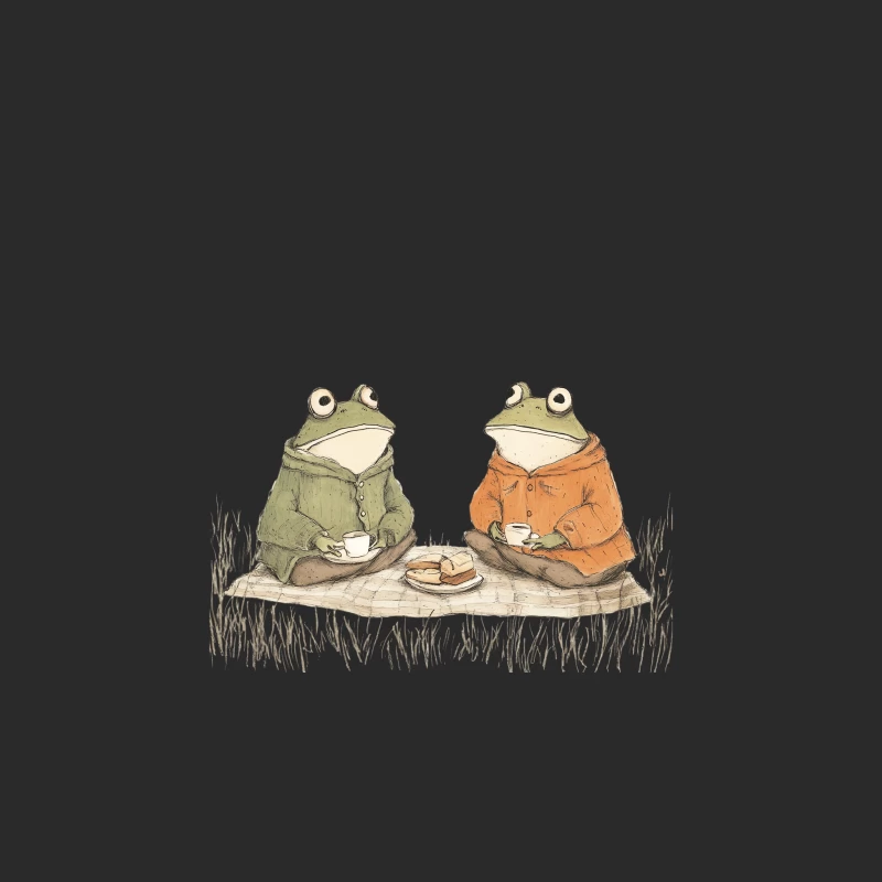 Cozy Frog Friends: A Whimsical Tea Time Illustration Baseball Cap