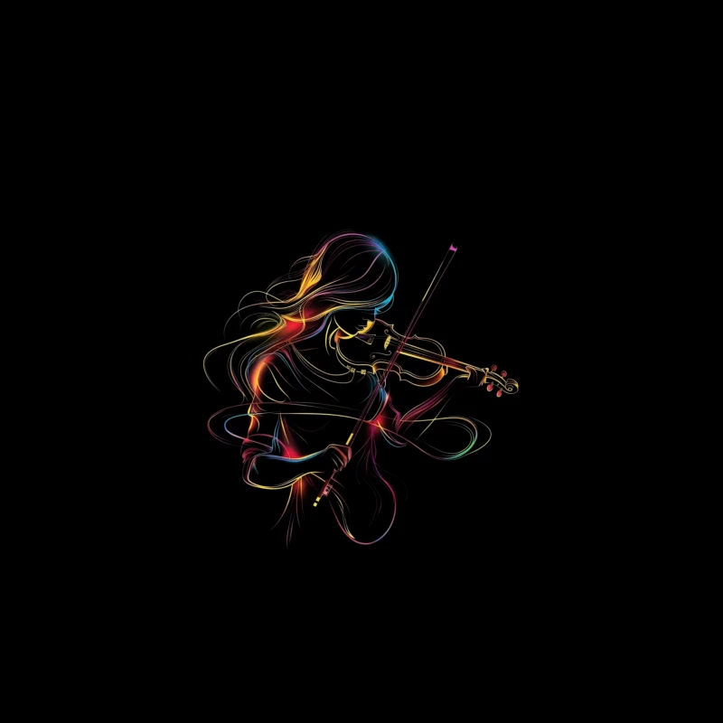 Colorful Violinist Illustration Tapestry