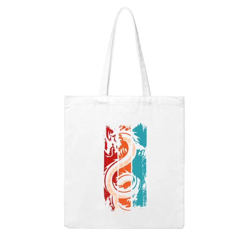 Tri-Color Dragon: Retro Tribal Vibes Cotton Tote Bag