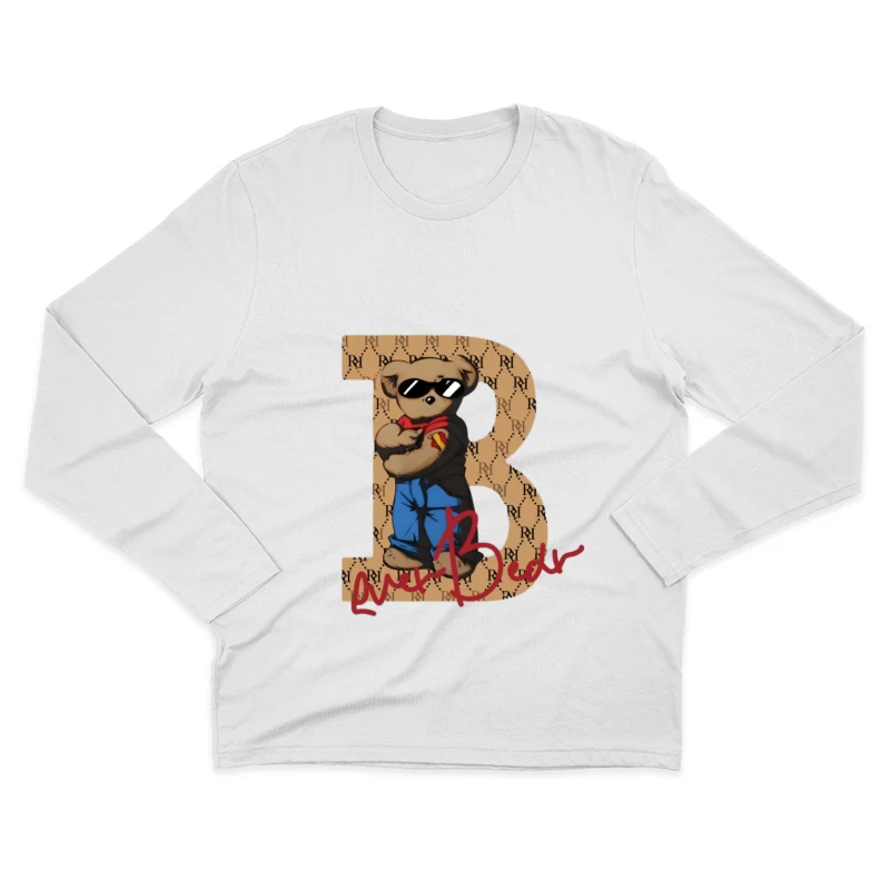 Cooler Bär Illustration mit Buchstabe B Hintergrund Herren Langarm T-Shirt
