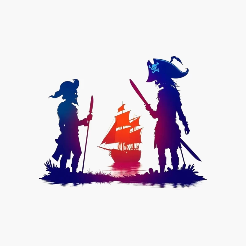 Pirate Ship Silhouette Cotton Tote Bag