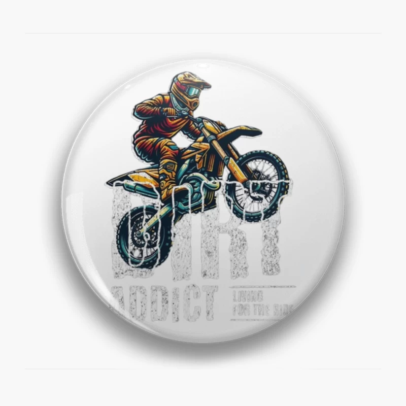 Dynamic Motocross Rider Illustration in Action Pin