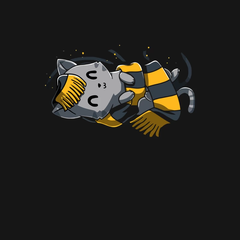 Abstract Geometric Cat with Yellow Scarf Male Long Sleeve T-Shirt