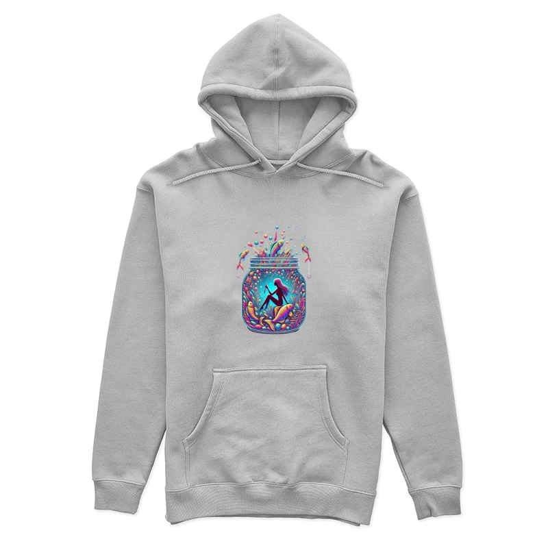 Magical Mermaid in Enchanted Mason Jar with Rainbow Fish Female Pullover Hoodie