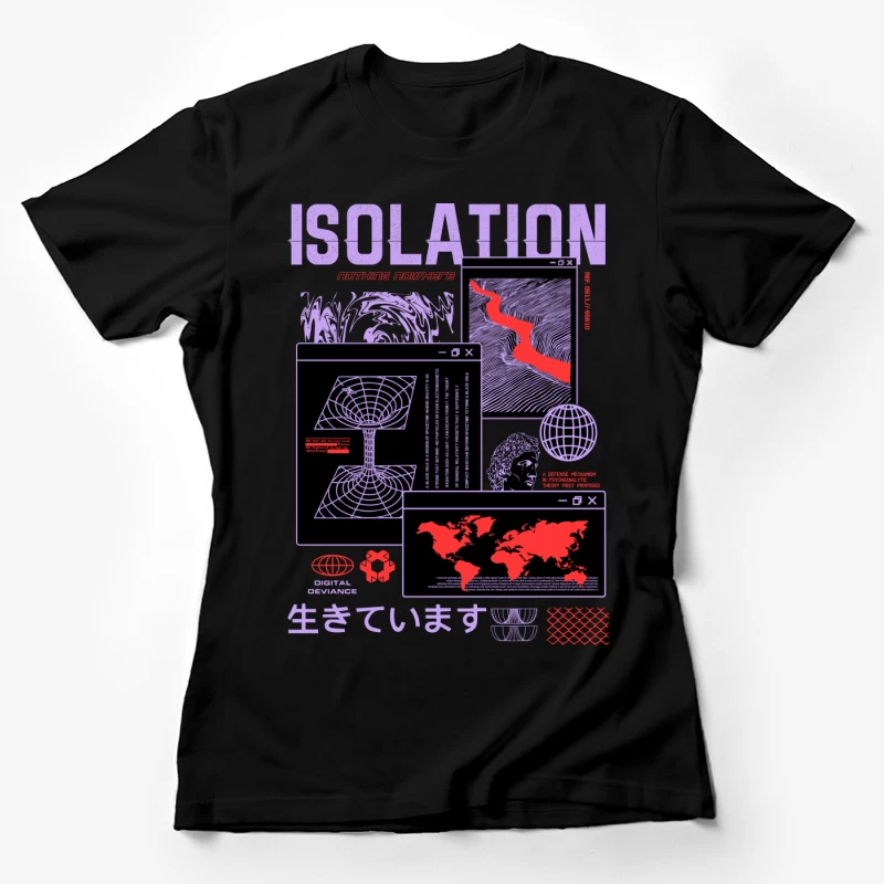 Digitales Isolationsdesign mit geografischen Elementen Damen T-Shirt