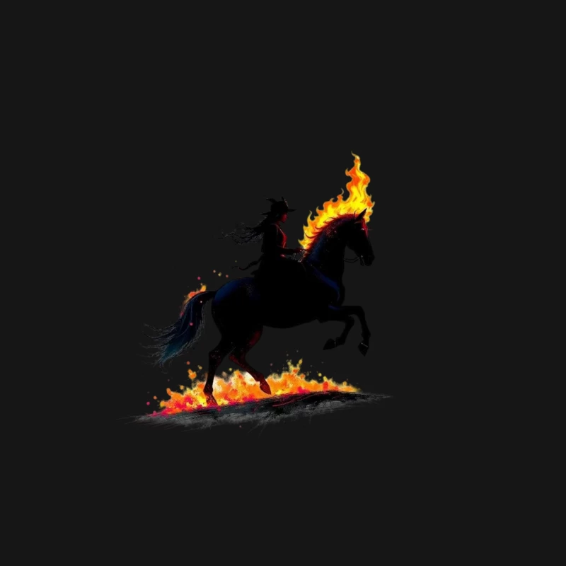 Mystical Dark Rider with Flaming Horse Silhouette Male Long Sleeve T-Shirt