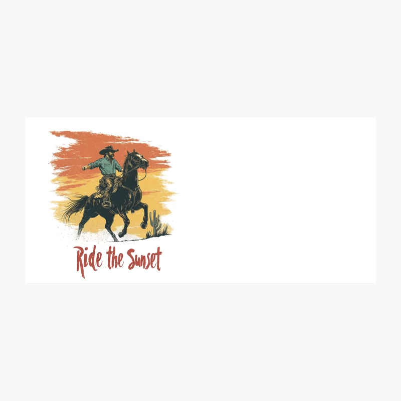 Vintage Western Cowboy Riding into the Sunset Coffee Mug