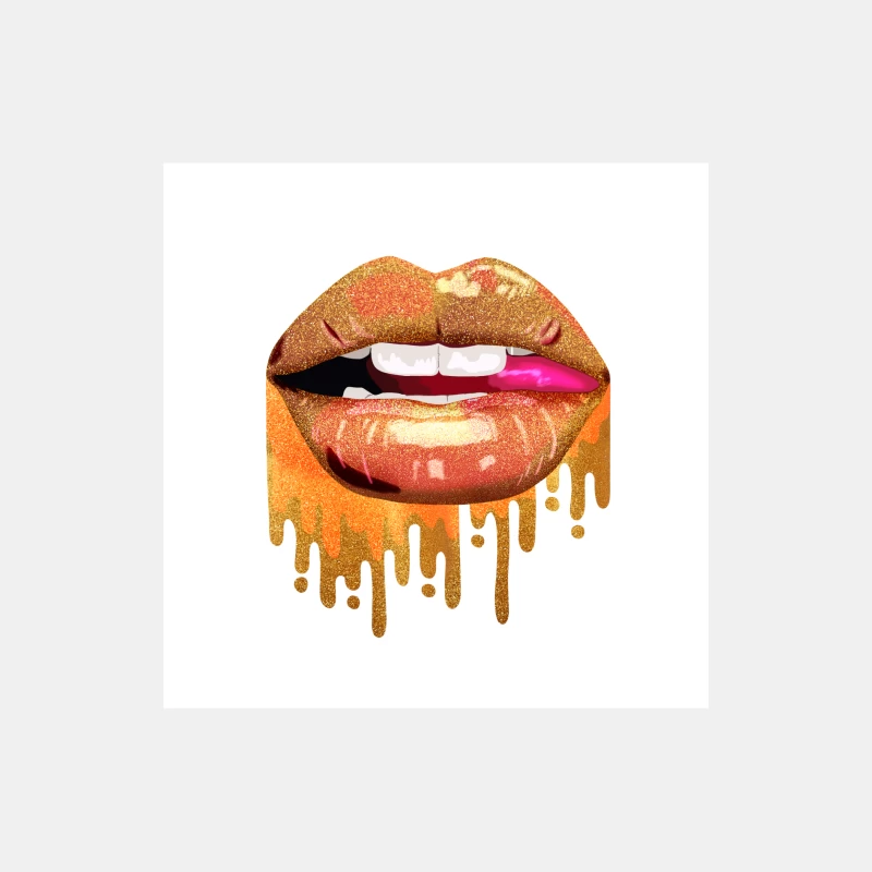 Glitzernde Lippen mit goldenen Akzenten Herren Tanktops