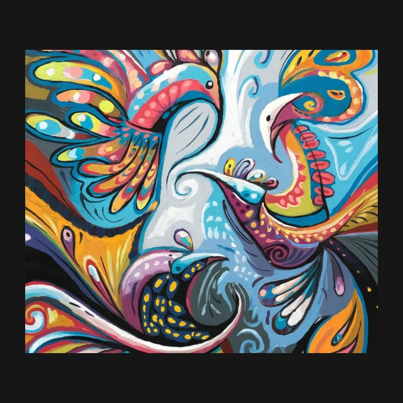 Vibrant Abstract Birds in Swirling Colors Mouse Pad
