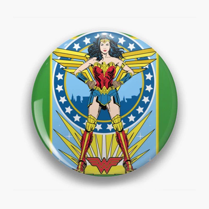 Wonder Woman Comic Art Illustration Pin