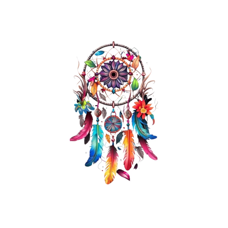 Colorful Dreamcatcher with Feathers and Flowers iPhone Case