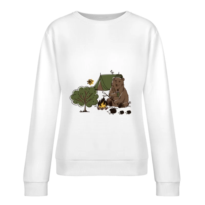 Gemütlicher Bär am Lagerfeuer Damen Pullover Sweatshirt