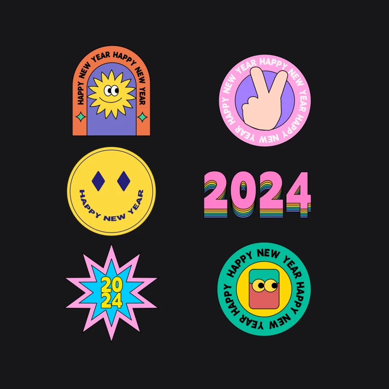 Fröhliches Neujahr 2024 Sticker Design Herren Pullover Hoodie