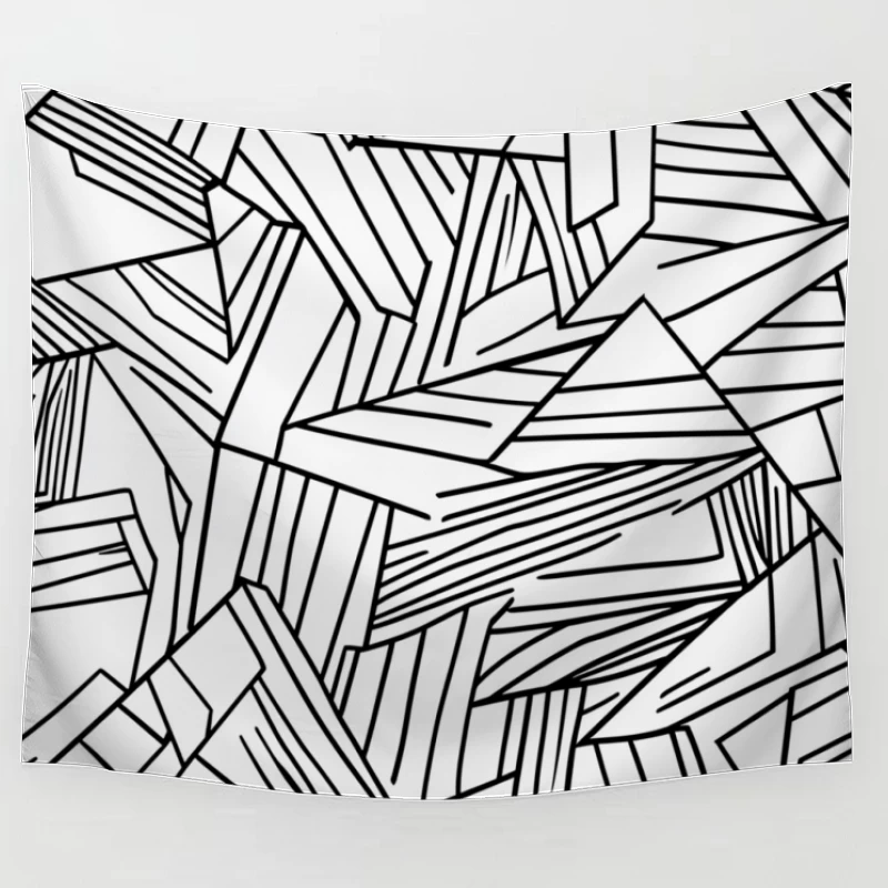 Chaotic Geometric Abstract Pattern in Black and White Tapestry