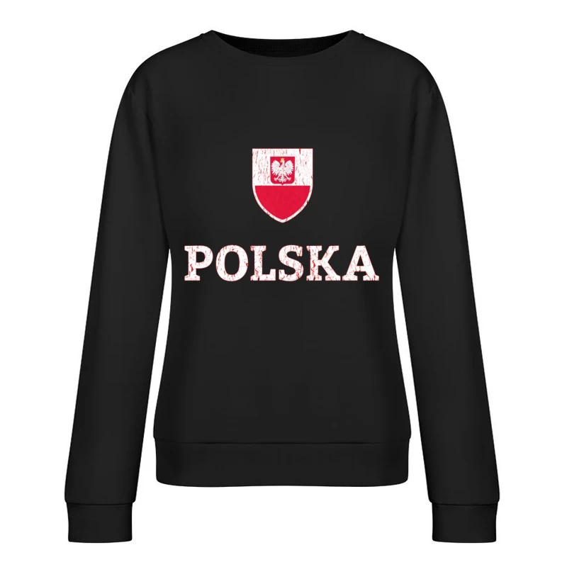 Polish National Shield with Eagle Emblem and Text Female Pullover Sweatshirt