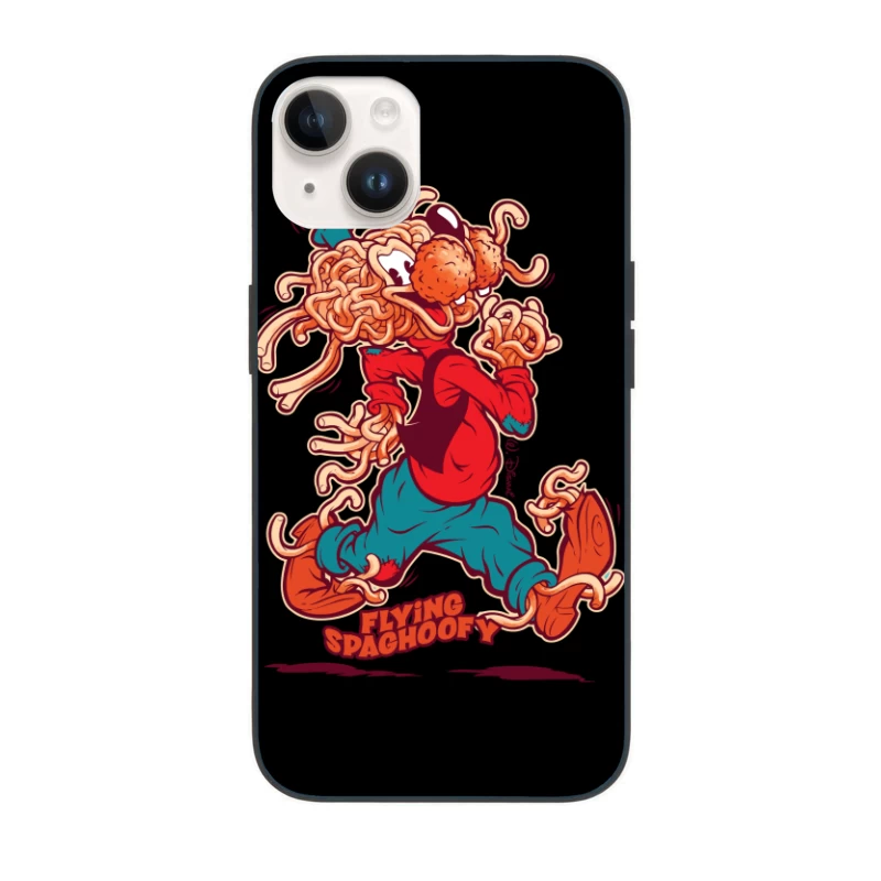 Whimsical Cartoon Character Made of Spaghetti iPhone Case