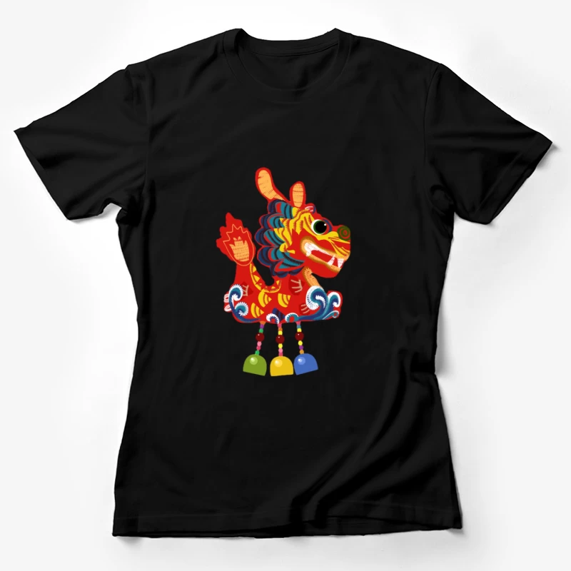 Bunter Drache mit Glocken Damen T-Shirt