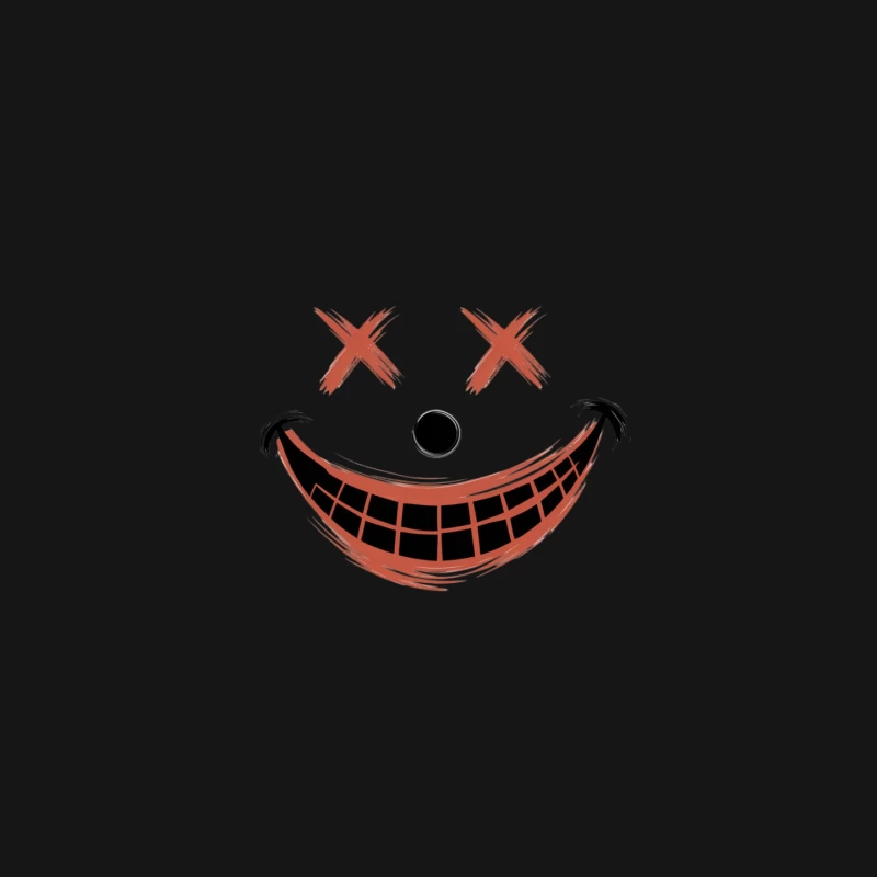 Creepy Cartoon Face with Red Eyes and Sinister Smile Mouse Pad