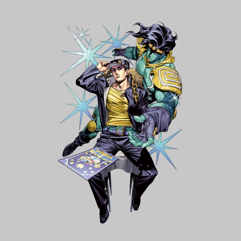 Anime-Charakter mit Stand Herren Langarm T-Shirt