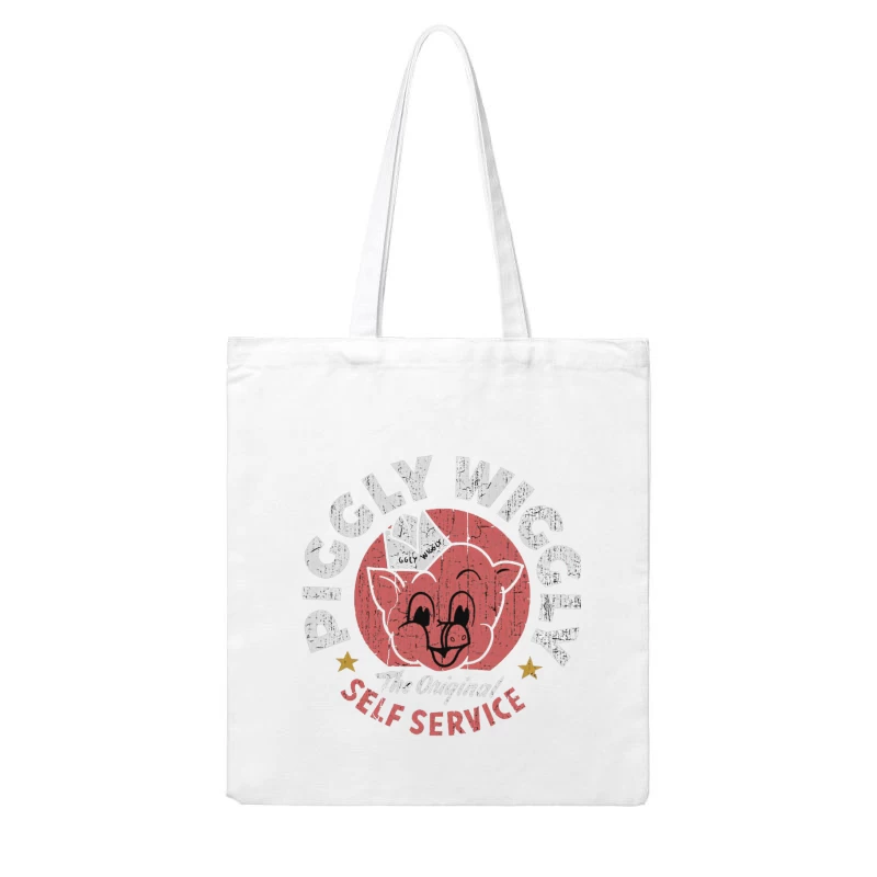 Vintage Pig Self Service Restaurant Logo Design Cotton Tote Bag