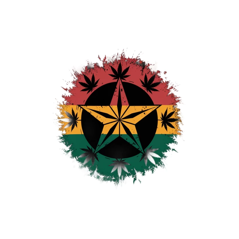 Rastafarian-Inspired Cannabis Symbol with Grunge Effect Tapestry