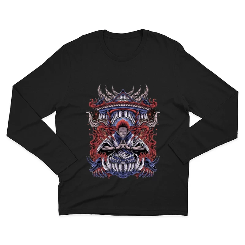 Mystische Kriegerkunst vor Tempel Herren Langarm T-Shirt