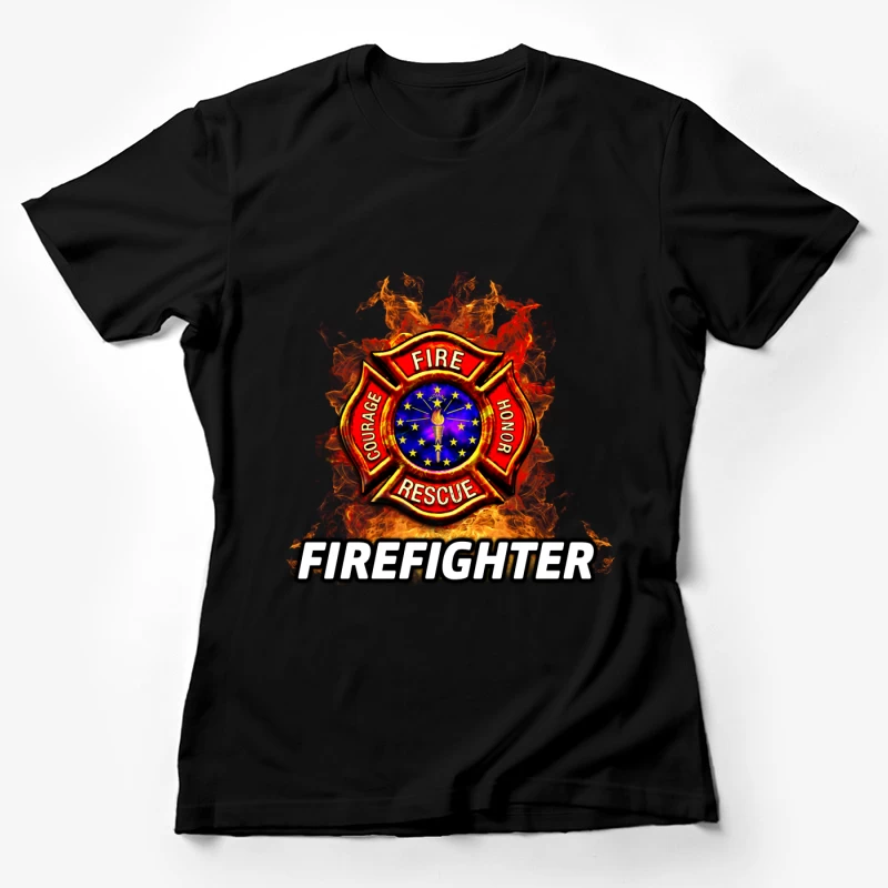 Emblème de pompier en flammes Femme T-Shirt
