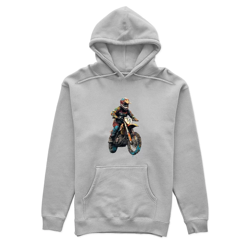 Dynamic Motocross Rider in Action Female Pullover Hoodie