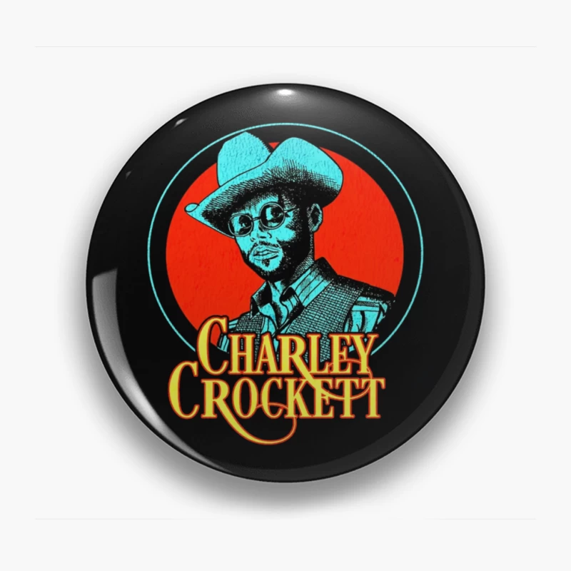 Vintage Charley Crockett Western Music Logo Design Pin