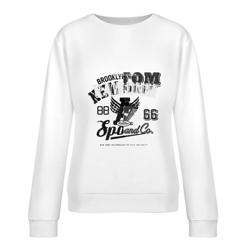 Rohes Denim-Design mit Route 66 Motiv Damen Pullover Sweatshirt