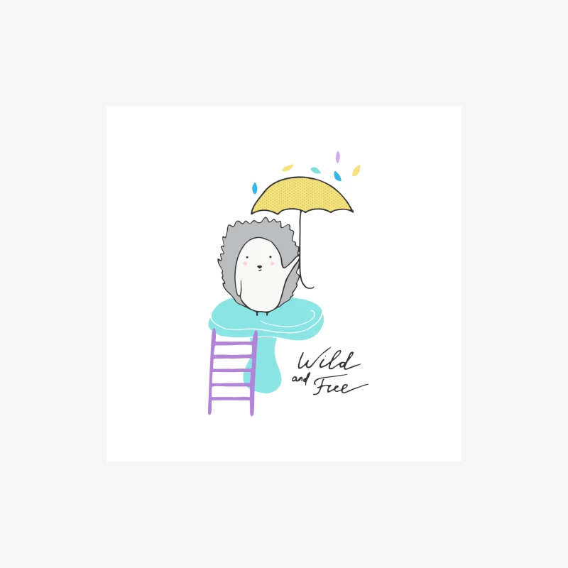 Hérisson mignon avec parapluie Femme Manches Longues T-Shirt