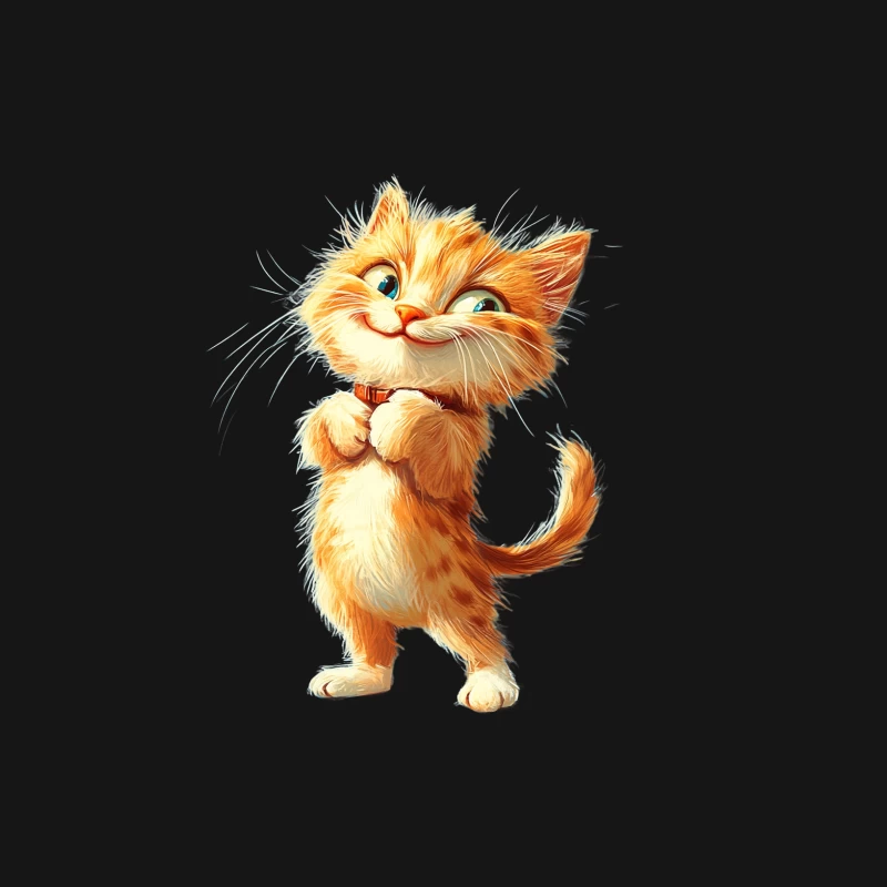 Adorable Animated Orange Tabby Kitten Smiling Playfully Female Long Sleeve T-Shirt