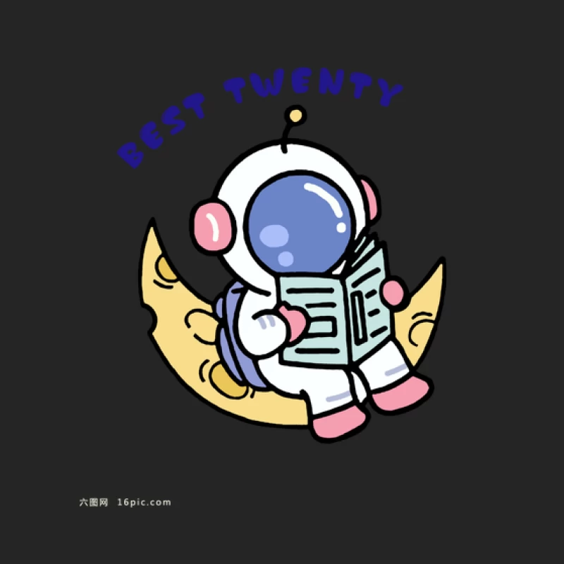 Astronaut liest auf dem Mond Herren Pullover Sweatshirt